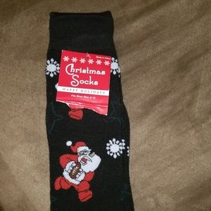 Long Christmas socks Santa playing football